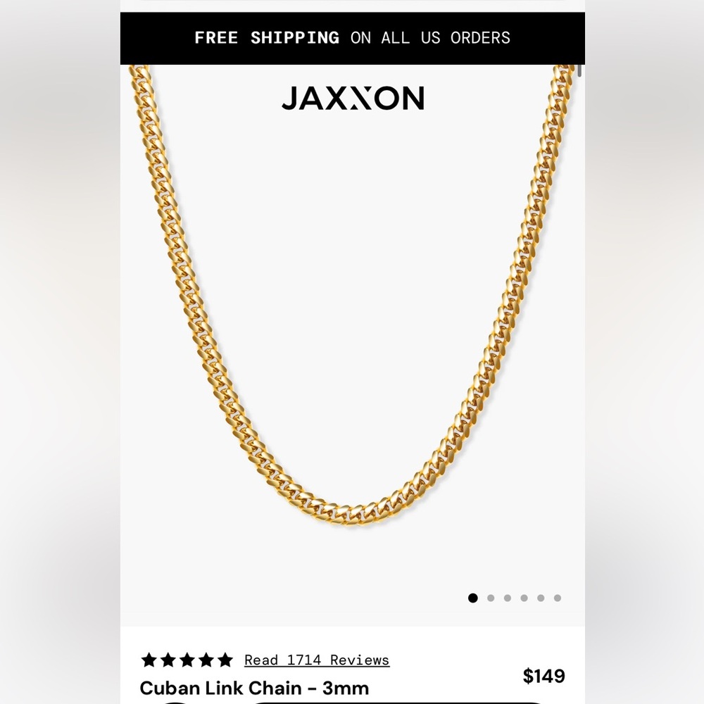 Unisex light gold 20” chain from Italy